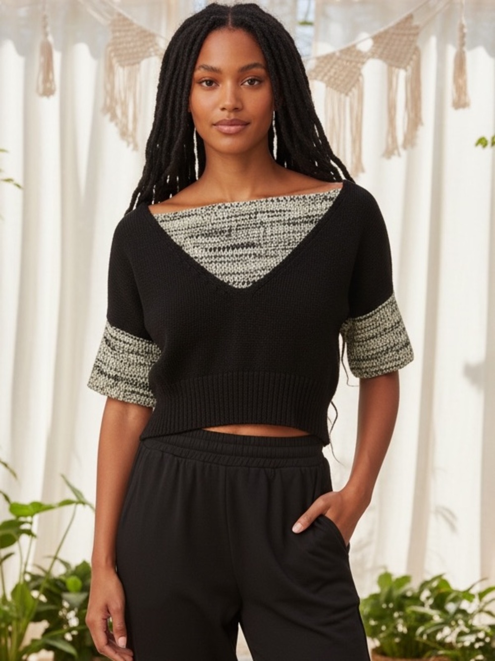 Anthropologie Callahan Knitwear Margot Blended Cropped Sweater